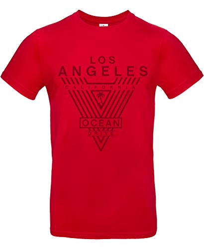 Smilo & Bron Herren T-Shirt mit Motiv Ocean Drive Bedruckt Rot Red 3XL von Generisch