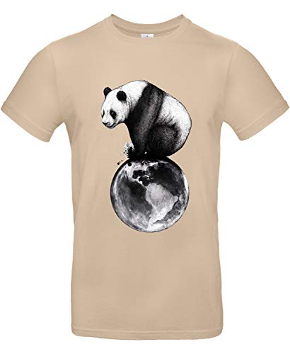 Smilo & Bron Herren T-Shirt mit Motiv Pandamonium Bedruckt Braun Sand XL von Generisch
