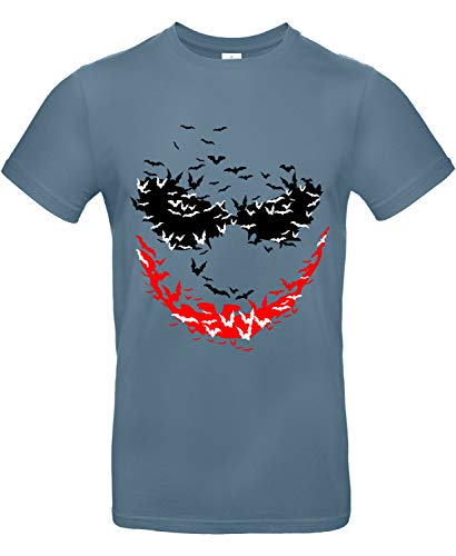 Smilo & Bron Herren T-Shirt mit Motiv Psychobats Bedruckt Blau Stone Blue M von Generisch