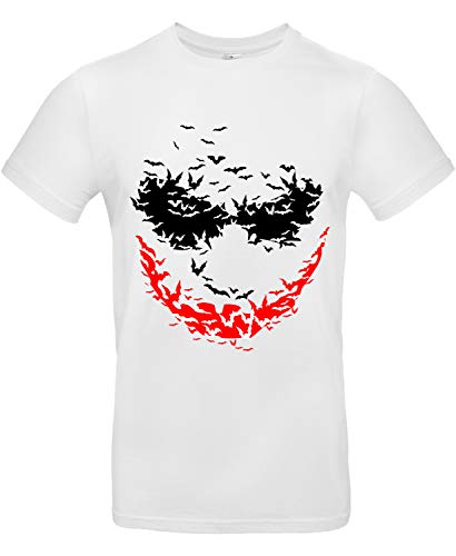 Smilo & Bron Herren T-Shirt mit Motiv Psychobats Bedruckt Weiß White L von Generisch