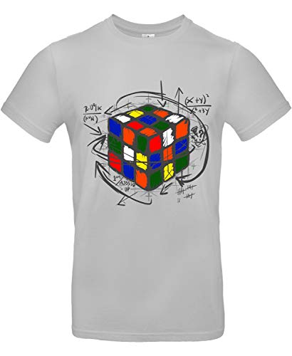 Smilo & Bron Herren T-Shirt mit Motiv Rubikcube Bedruckt Grau Pacific Grey XL von Generisch