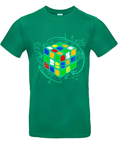 Smilo & Bron Herren T-Shirt mit Motiv Rubikcube Bedruckt Grün Kelly Green XL von Generisch