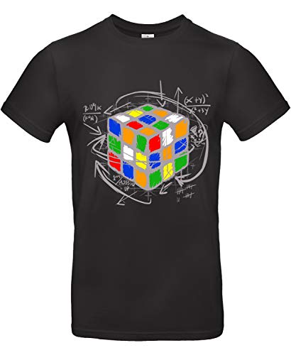 Smilo & Bron Herren T-Shirt mit Motiv Rubikcube Bedruckt Schwarz Black L von Generisch