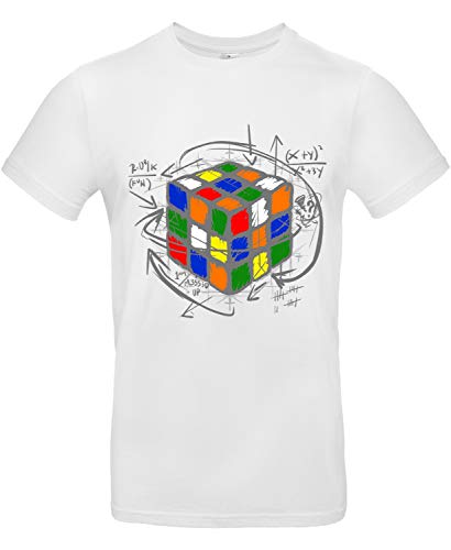 Smilo & Bron Herren T-Shirt mit Motiv Rubikcube Bedruckt Weiß White M von Generisch