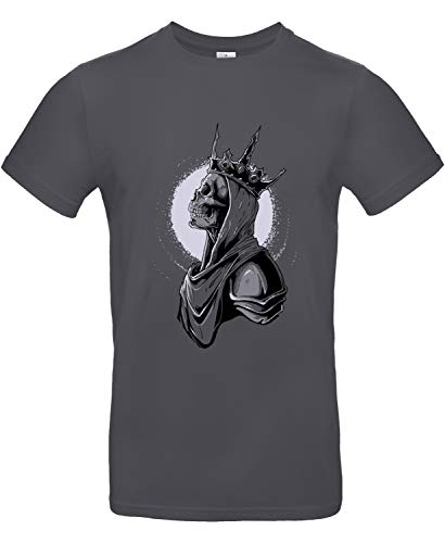 Smilo & Bron Herren T-Shirt mit Motiv Skull King Bedruckt Grau Dark Grey L von Generisch