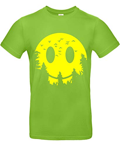 Smilo & Bron Herren T-Shirt mit Motiv Smaily Moon Bedruckt Grün Orchid Green XL von Generisch