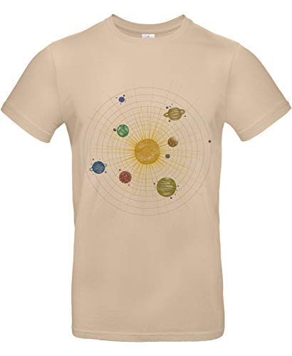 Smilo & Bron Herren T-Shirt mit Motiv Sol System Bedruckt Braun Sand L von Generisch