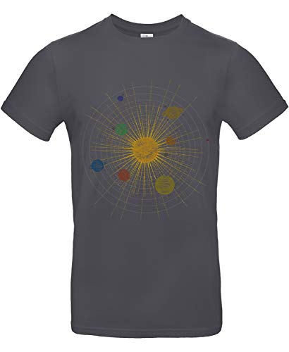 Smilo & Bron Herren T-Shirt mit Motiv Sol System Bedruckt Grau Dark Grey 3XL von Generisch