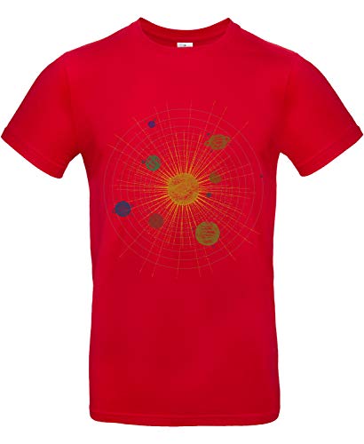 Smilo & Bron Herren T-Shirt mit Motiv Sol System Bedruckt Rot Red XL von Generisch