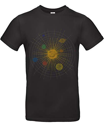 Smilo & Bron Herren T-Shirt mit Motiv Sol System Bedruckt Schwarz Black 3XL von Generisch