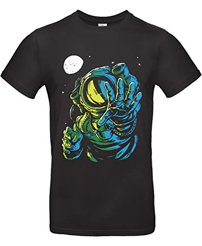 Smilo & Bron Herren T-Shirt mit Motiv The Astronaut Bedruckt Schwarz Black L von Generisch