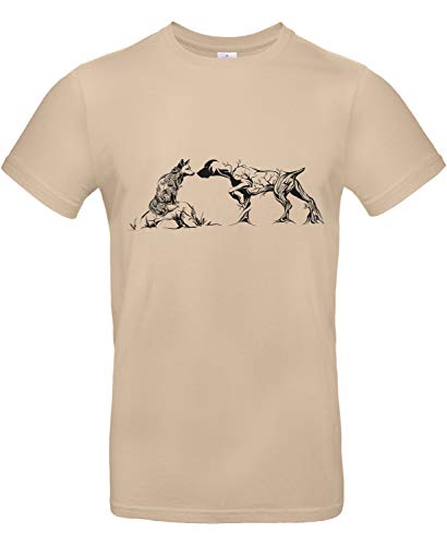 Smilo & Bron Herren T-Shirt mit Motiv Überraschende Begegnung im Wald Bedruckt Braun Sand XXL von Generisch
