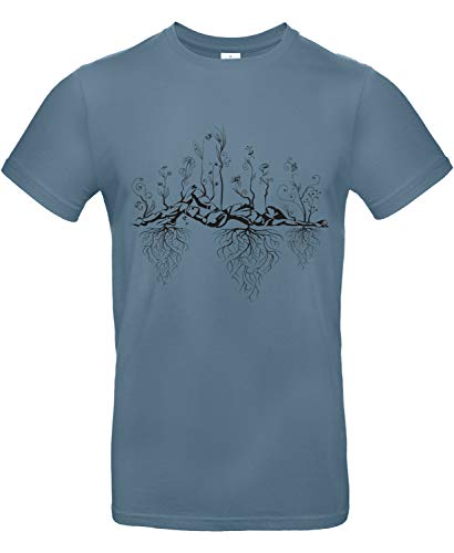 Smilo & Bron Herren T-Shirt mit Motiv Uralter Garten Bedruckt Blau Stone Blue XL von Generisch