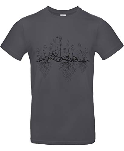 Smilo & Bron Herren T-Shirt mit Motiv Uralter Garten Bedruckt Grau Dark Grey M von Generisch