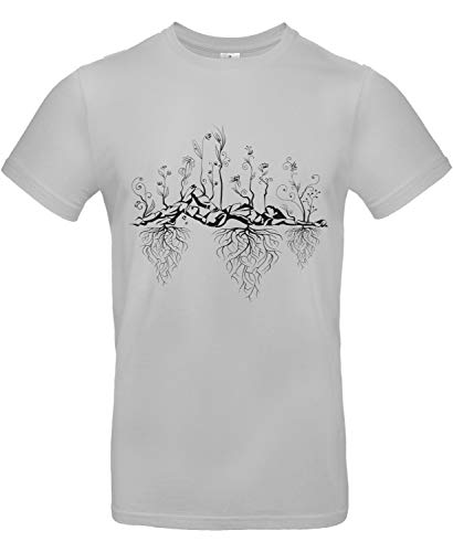 Smilo & Bron Herren T-Shirt mit Motiv Uralter Garten Bedruckt Grau Pacific Grey L von Generisch