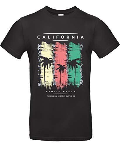 Smilo & Bron Herren T-Shirt mit Motiv Venice Beach Bedruckt Schwarz Black 4XL von Generisch