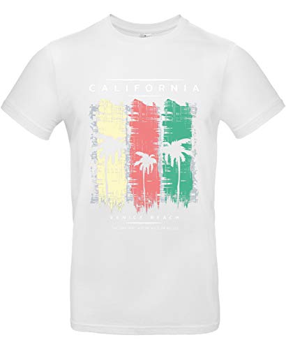 Smilo & Bron Herren T-Shirt mit Motiv Venice Beach Bedruckt Weiß White 4XL von Generisch