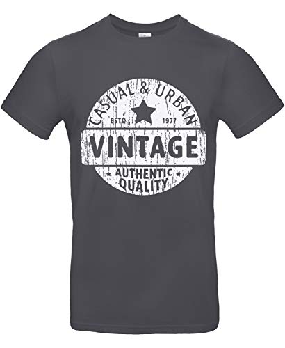 Smilo & Bron Herren T-Shirt mit Motiv Vintage Badge Bedruckt Grau Dark Grey XL von Generisch
