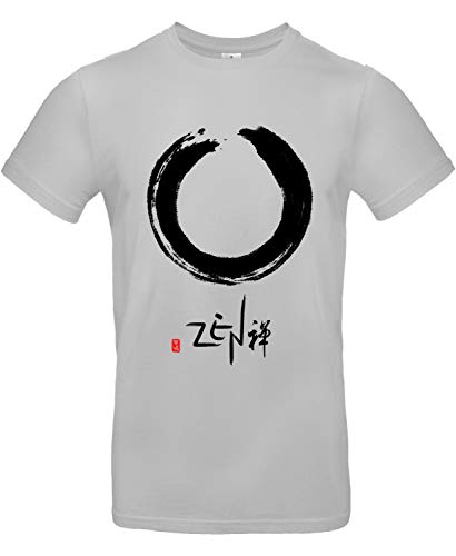 Smilo & Bron Herren T-Shirt mit Motiv Weg des Zen Bedruckt Grau Pacific Grey L von Generisch