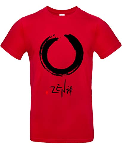 Smilo & Bron Herren T-Shirt mit Motiv Weg des Zen Bedruckt Rot Red M von Generisch