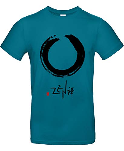 Smilo & Bron Herren T-Shirt mit Motiv Weg des Zen Bedruckt Türkis Diva Blue L von Generisch