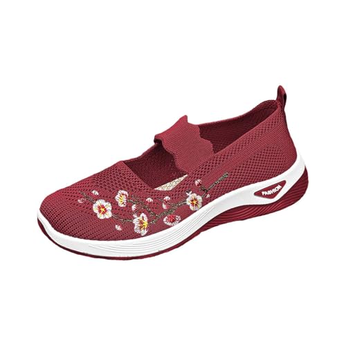 Sneaker Damen, Vermascht Atmungsaktiv Sportschuhe Blumenstickerei Verleiht Lässige Komfort Laufschuhe Flache Schuhe Bequem Turnschuhe Outdoor Walkingschuhe Damenschuhe Freizeitschuhe von Generisch