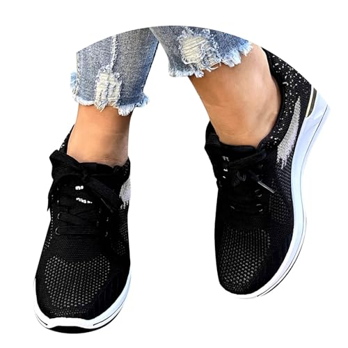 Sneaker Damen Canvas Freizeitschuhe Flach Modische Turnschuhe Freizeitschuhe Outdoor Sportschuhe Bequeme Breite Füße Weichen Sohlen Schnürhalbschuhe Stiefel Vintage Zipper Knöchel Lederschuhe von Generisch