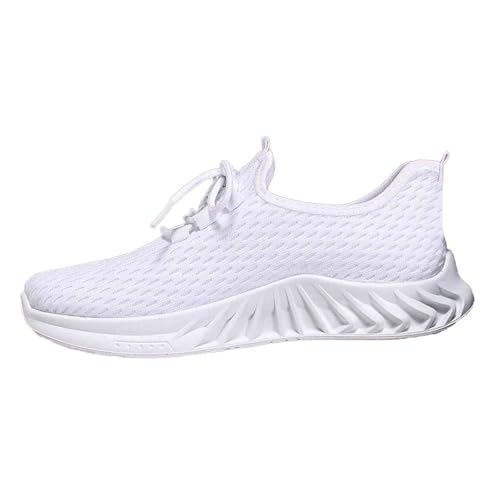 Sneaker Damen Casual Einfarbig Elastische Freizeitschuhe Mesh Flach Atmungsaktiv Sportschuhe Leichte rutschfeste Outdoor Wanderschuhe mit Fußbett Schnürsenkel Modische Bequeme Schuhe von Generisch