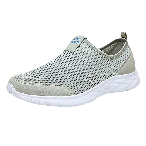 Sneaker Damen Laufschuhe Barfussschuhe Turnschuhe Sportschuhe Bequeme Slip On Leichte Atmungsaktiv Mesh Fitnessschuhe Straßenlaufschuhe Weich rutschfest Walking (Grau,43) von Generisch