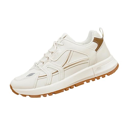 Sneaker Damen Leder Sportschuhe Bequem Laufschuhe Joggingschuhe Leichte Walkingschuhe rutschfest Turnschuhe Outdoorschuhe Einfarbig Weiche Freizeit Schuhe Arbeitsschuhe Schnürschuhe von Generisch