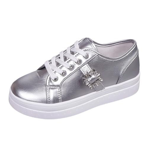 Sneaker Damen Leder Trachtenschuhe Schnürsenkel Laufschuhe Leicht Bequem Sneakers Slip On Turnschuhe Freizeit Walkingschuhe Arbeitsschuhe Outdoor Sportschuhe Wanderschuhe von Generisch