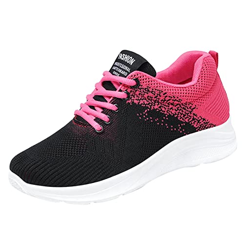 Sneaker Damen Mesh Pink, Tennisschuhe Damen Sandplatz 38 Outdoorschuhe Bequeme Joggingschuhe Weichen Sohle Freizeitschuhe Rutschfest Schnürschuhe Sportlicher Straßenlaufschuhe Stoßdämpfende Laufschuhe von Generisch