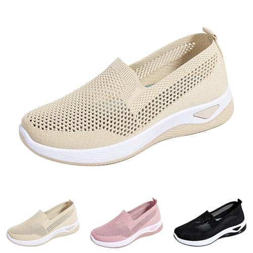 Sneaker Damen Mesh Slip On, Slip On Schuhe Damen Elegant Damenschuhe Leichte Wanderschuhe Atmungsaktiv Netz Slippers Ohne Schnürsenkel Traninghosen Bequeme Schuhe Für Senioren Orthopädische Schuh von Generisch