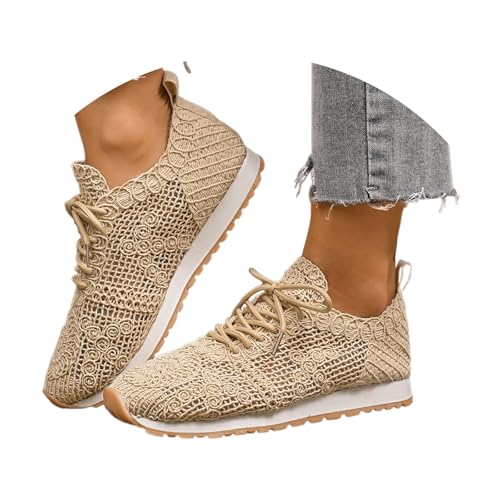 Sneaker Damen Netz Sportschuhe Bequem Laufschuhe Rutschfest Turnschuhe Leicht Walkingschuhe Atmungsaktive Stricken Exquisite Stickerei Damenschuhe OrthopäDische Schuhe Super Weich Wolken Ultra Kissen von Generisch