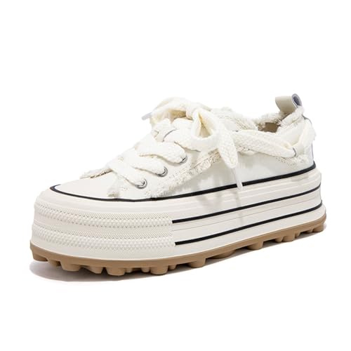 Sneaker Damen Retro Plateau Schuhe Klassische Canvas Tennisschuhe Einfarbig Modische Sneakers Wanderschuhe Casual Shoes Freizeitschuhe Walking Bequeme Damenschuhe Herbstschuhe von Generisch