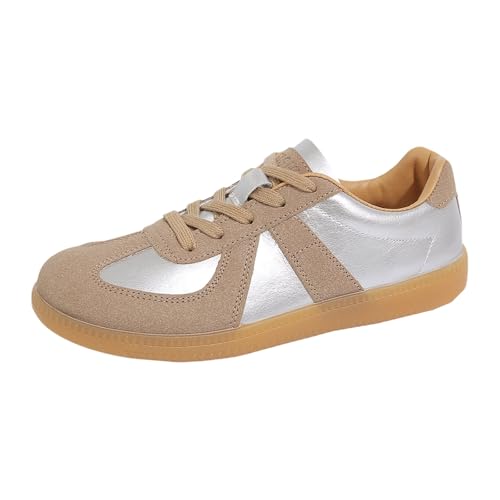 Sneaker Damen Retro Style - Sneaker Tennis Und Skateboarden Klassische Mit Schnürsenkeln Gummisohle - Modische rutschfeste Freizeit Skate-Schuhe Freizeitschuhe Flach Leder Modische Turnschuhe(36-42) von Generisch