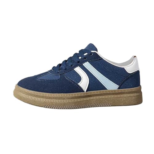 Sneaker Damen Retro Style - Sneaker Tennis Und Skateboarden Klassische Mit Schnürsenkeln Gummisohle - Modische rutschfeste Freizeit Skate-Schuhe Freizeitschuhe Flach Leder Modische Turnschuhe 36-42 von Generisch