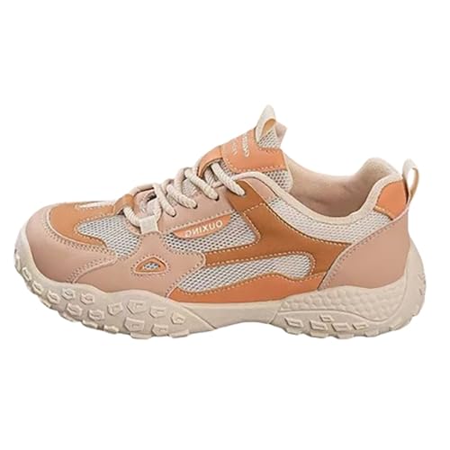 Sneaker Damen Runde Zehe Flachschuhe Plateau rutschfest Wanderschuhe Bequeme Mesh Sportschuhe Weiche Sohle Schnürhalbschuhe modisch lässig Damenschuhe Leichte Breite Füße Laufschuhe von Generisch