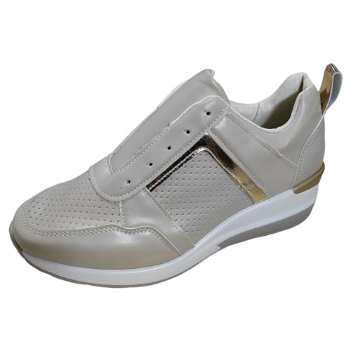 Sneaker Damen Schuhe Keilabsatz Plateau Freizeitschuhe Turnschuhe Elastisch Atmungsaktiv Sportschuhe Leichtgewichts Jogging Sportsschuhe Straßenlaufschuhe Schlüpfen Schuhe von Generisch