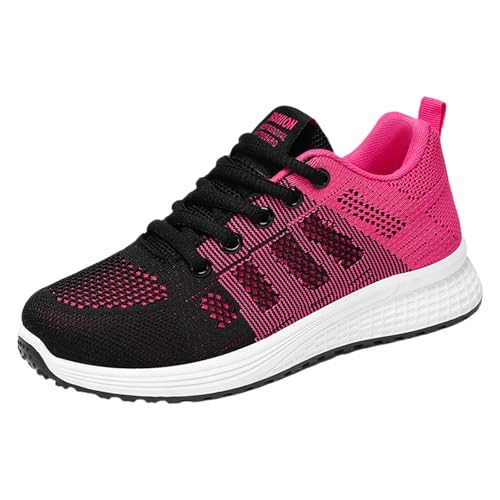Sneaker Damen Schwarz, Freizeitschuhe Damen Mesh Weichen Sohle Sportschuhe Atmungsaktiv Laufschuhe Casual Turnschuhe Schnürer Straßenlaufschuhe Bequeme Orthopädische Trekkingschuhe Walkingschuhe von Generisch