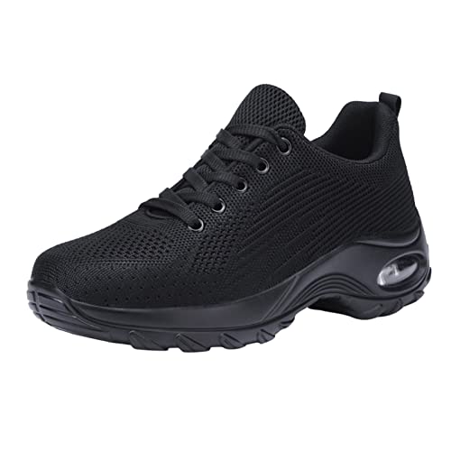 Sneaker Damen Schwarz, Sportschuhe Damen Fitnessstudio Slip On Orthopädische Laufschuhe Stretch Luftpolster Joggingschuhe Oudoor Trekkingschuhe Schnürer Turnschuhe Diabetiker Schuhe Walkingschuhe von Generisch