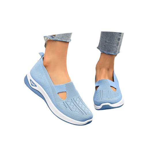 Sneaker Damen Slip On Strick Schuhe Mittelalter Mokassins Sommerschuhe Gymnastikschuhe Sneaker Elegant Loafer Tanzschuhe Mesh Stoffschuhe Geschlossene Halbschuhe von Generisch