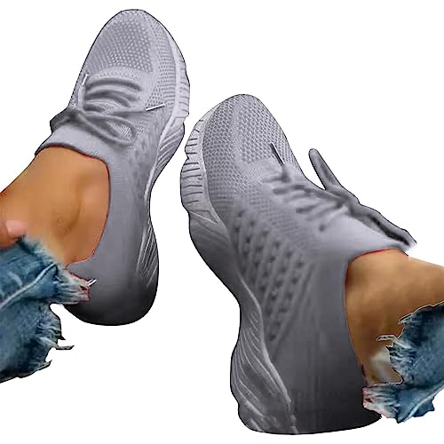 Sneaker Damen Solid Color, Freizeitschuhe Herren Sommer Laufschuhe Schnürer Turnschuhe Mesh Sportschuhe Plateau Walkingschuhe Weichen Sohle Joggingschuhe Leichtgewichts Atmungsaktiv Trekkingschuhe von Generisch