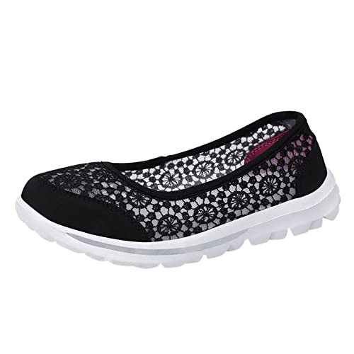 Sneaker Damen Stoffschuhe Sommer Ballerina Schuhe Barefoot Shoes Women Sneakers Leder Stoffturnschuhe Sommerschuhe Hallenschuhe Slipper & Sportschuhe Für Joggingschuhe Sockenschuhe Stoff von Generisch