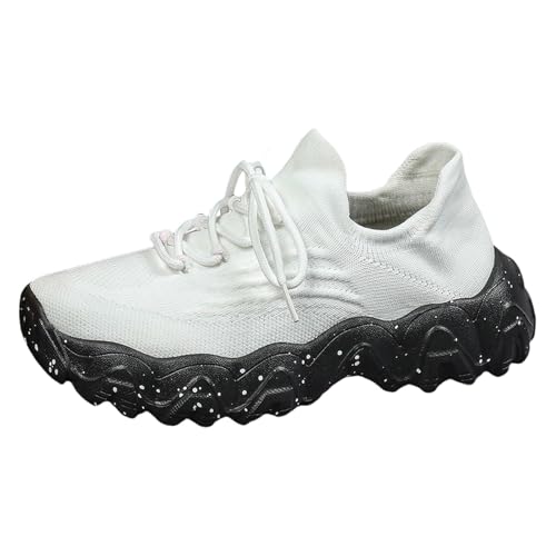 Sneaker Damen Weiss, Turnschuhe Für Damen Plateau Luftpolster Joggingschuhe Leichter Sportschuhe Weiches Chunky Laufschuhe Trainer Sportschuhe Rutschfest Traillaufschuhe Einfarbig Freizeitschuhe von Generisch