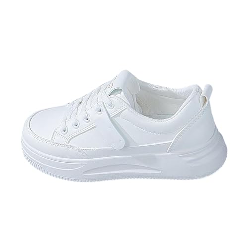 Sneaker Damen Weiß Freizeitschuhe Bequem Sportschuhe Leicht Laufschuhe Atmungsaktiv rutschfest Walkingschuhe Arbeitsschuhe Schnürschuhe Einfarbig Chunky Schuhe Dicker Sohle Damenschuhe für Alltag von Generisch