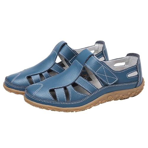 Sneaker Damen Weite H Bequem Leder Weiß, Sandalen Geschlossen Damen Elegant Atmungsaktive Walkingschuhe Casual Sommerschuhe Leichte Freizeitschuhe Gummisohle Bequeme Wanderschuhe Breezeschuhe von Generisch