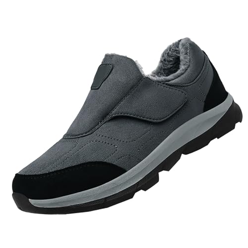 Sneaker Gefüttert Herren, rutschfeste Winterschuhe Slip On Schneeschuhe Walkingschuhe Warm Halbschuhe Winter Freizeitschuhe Weich Outdoorschuhe Einfarbig Outdoorschuhe Komfortschuhe von Generisch