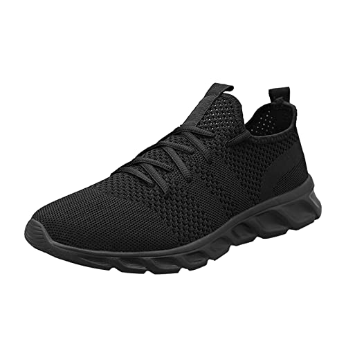 Sneaker Herren Chunky Flachschuhe Einfarbige Turnschuhe Mesh Atmungsaktive Sportschuhe Leichtgewichts rutschfeste Fußballschuhe spitzer Zehenbereich Schnürhalbschuhe Weiche Freizeitschuhe von Generisch