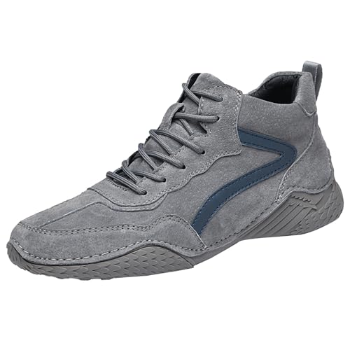 Sneaker Herren Hoch Leder, Sportschuhe Herren mit Schnellverschluss, Turnschuhe Leichtgewichts Trekkingschuhe Flach Wanderschuhe rutschfest Walkingschuhe Einfarbig Schlupfschuhe Sportlich von Generisch